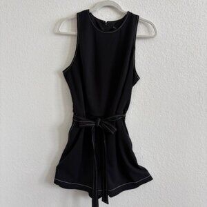 NWT WHITE HOUSE BLACK MARKET BLACK ROMPER W/WHITE CONTRAST STITCHING, SIZE 14